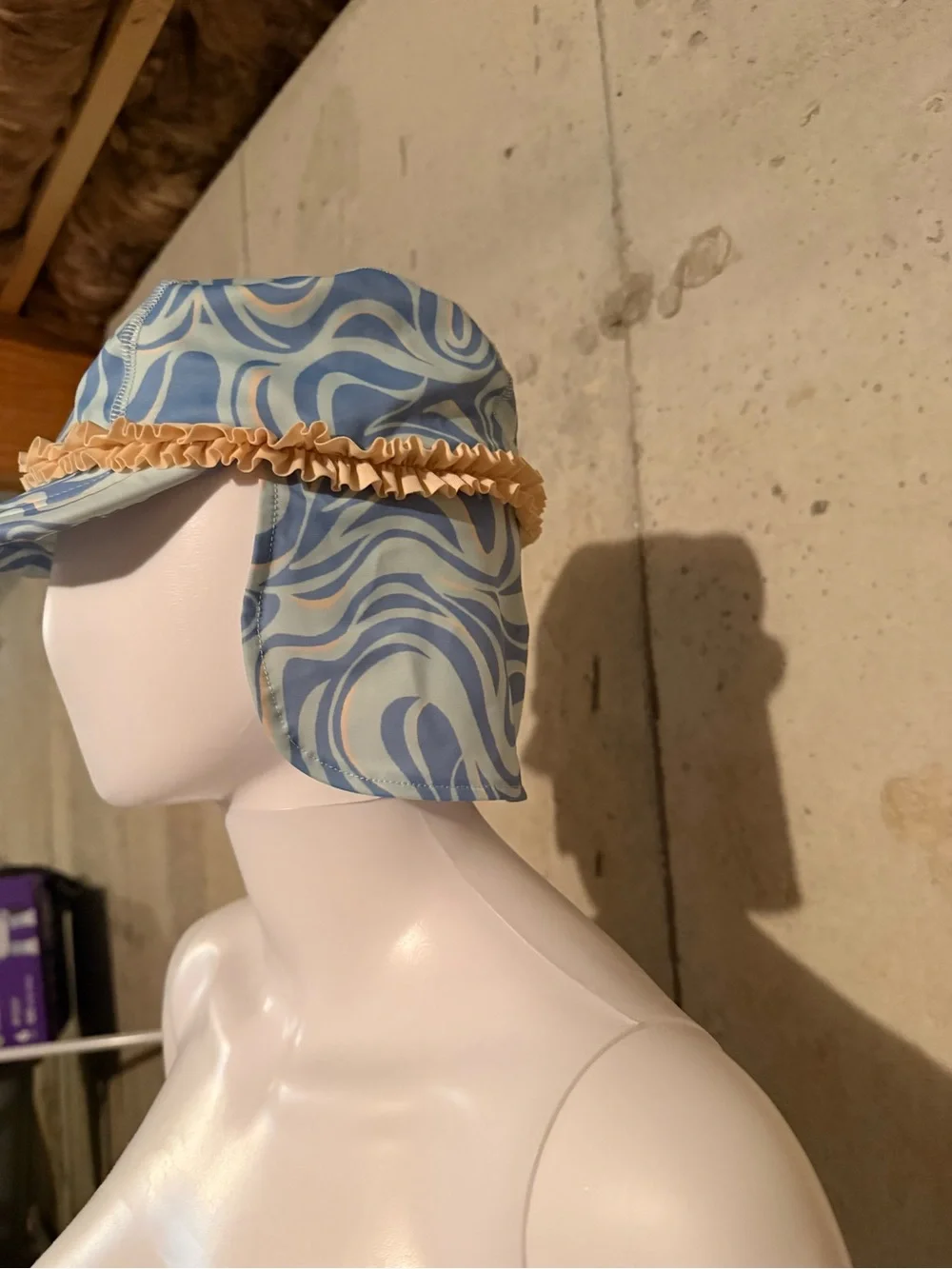 Blue Swirl Ruffle Trim baby Sun Hat